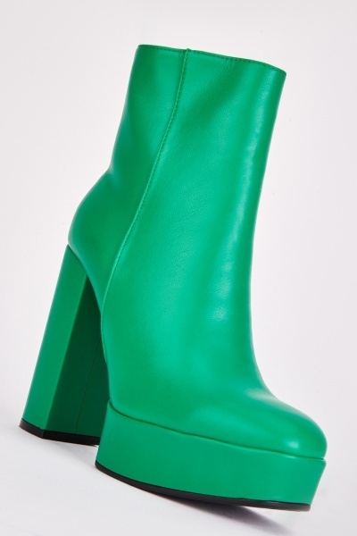 Green Platform Chunky Boots