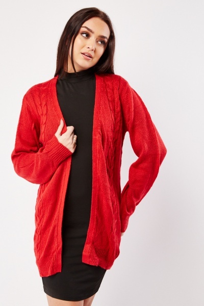 Image of Loose Cable Knit Cardigan