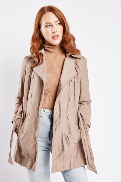 Image of Double Breasted Tie Up Trench Coat