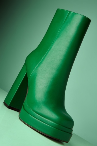 Square Toe Green Chunky Boots