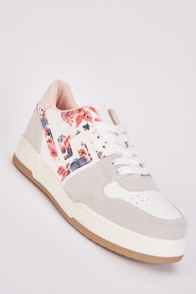 Floral Stitched Contrasted Sneakers