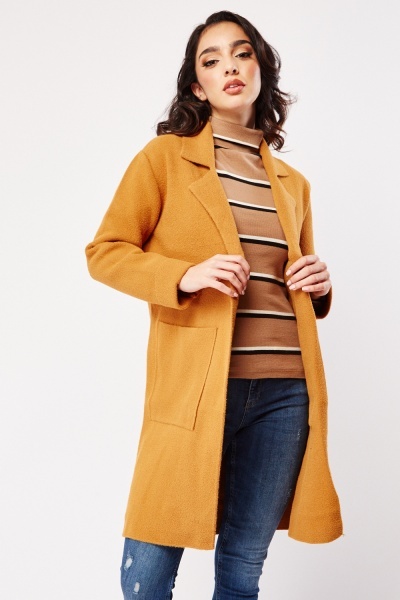 Rolled Sleeve Textured Coat