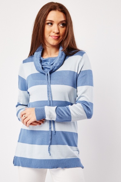 Image of Slouchy Cowl Neck Striped Jumper