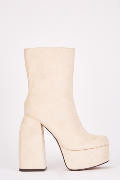 Faux Suede Chunky Boots