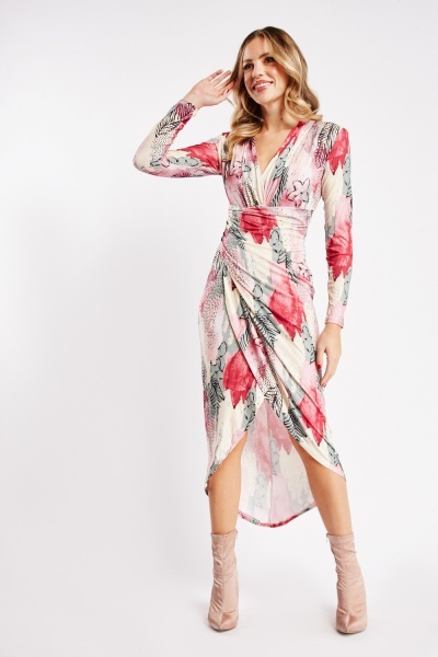 Printed Ruched Tulip Dress
