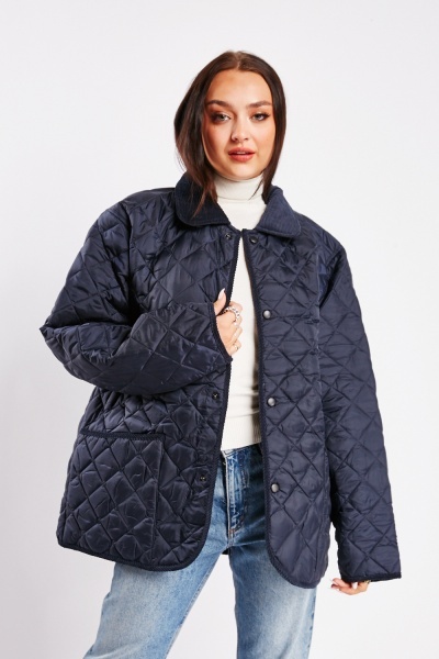 Cord trim Diamond Quilted Jacket