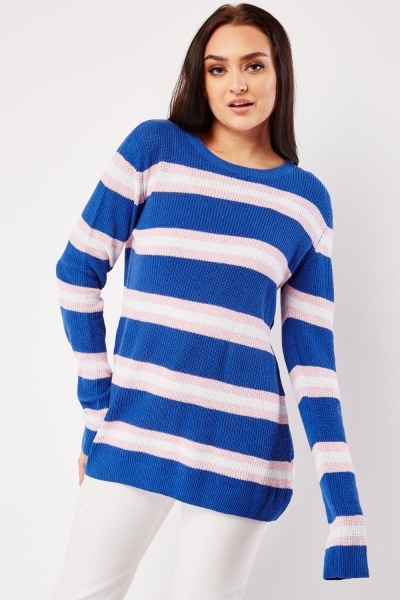 Image of Uneven Striped Knit Jumper