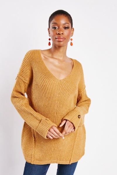 Image of V-Neck Slouchy Knit Casual Jumper