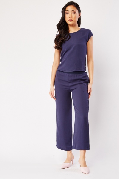 Navy Top And Trousers Set