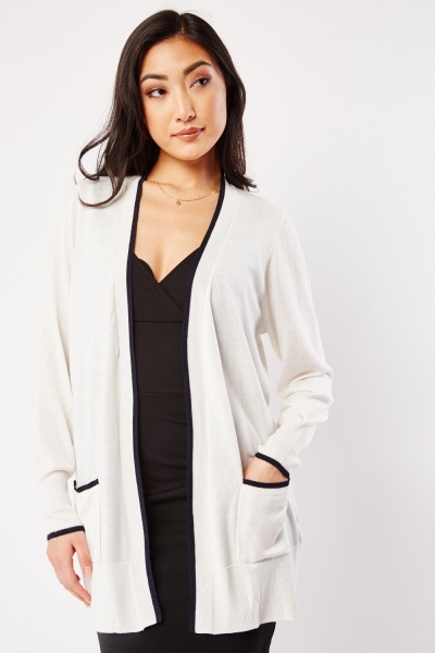 Image of Contrasted Edge Knit Cardigan