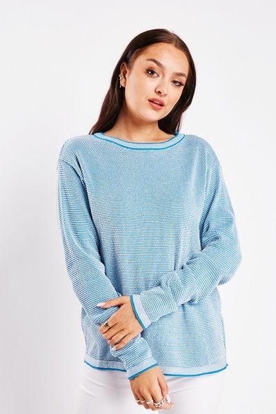 Image of Textured Knit Cotton Jumper