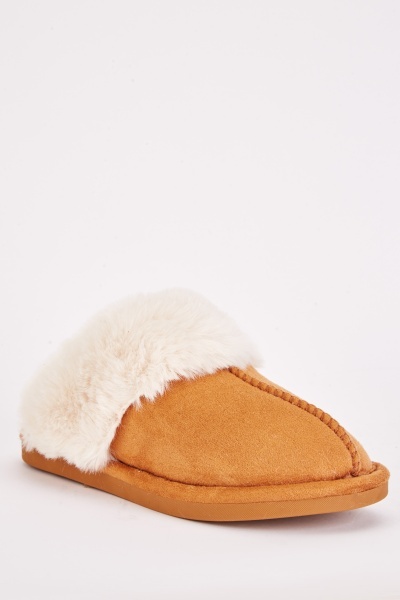 Image of Fluffy Trim Indoor Slippers