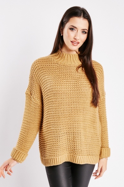 Image of Rolled Sleeve Chunky Knit Jumper