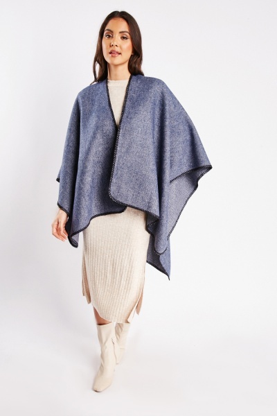 Thick Woven Knitted Poncho