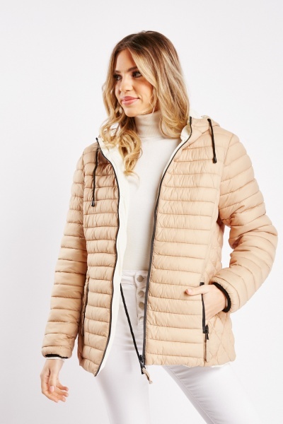 Zip Up Quilted Hooded Jacket