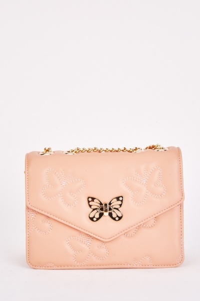 Butterfly Encrusted Flap Bag