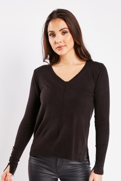 Image of Button Trim Knit Sweater
