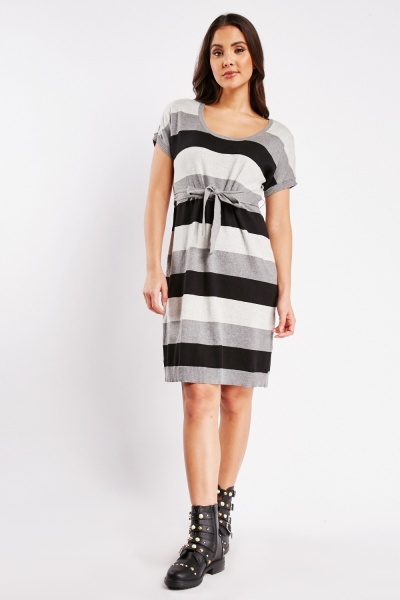 Scoop Neck Striped Knit Dress