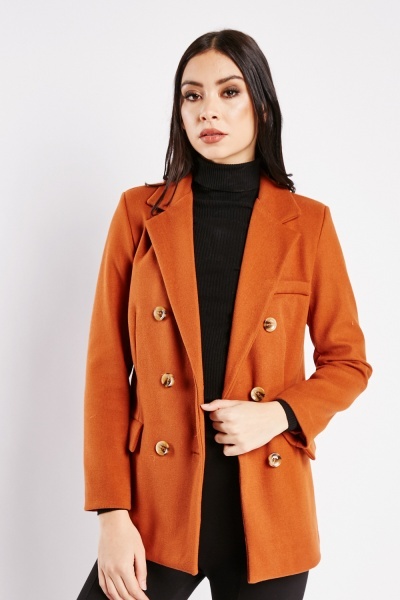 Image of Double Breasted Lapel Front Coat