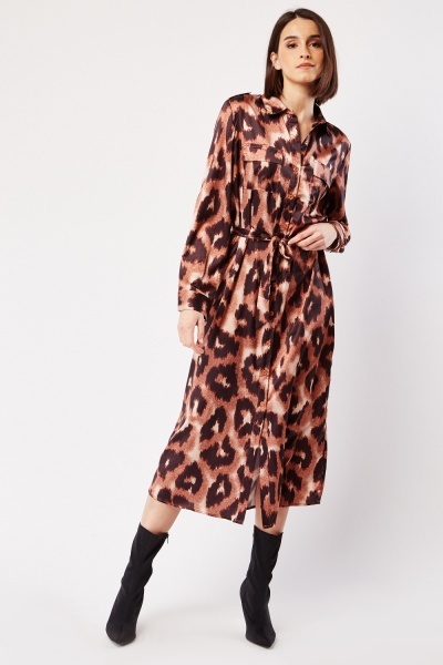 Leopard Print Shirt Dress