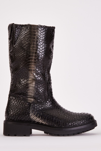 Image of Snake Skin Textured Boots