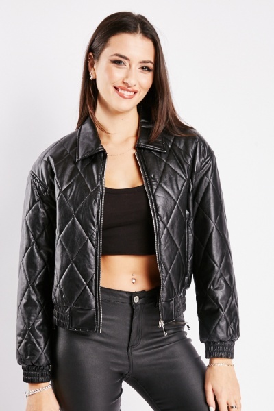 Image of Diamond Quilted Bomber Jacket