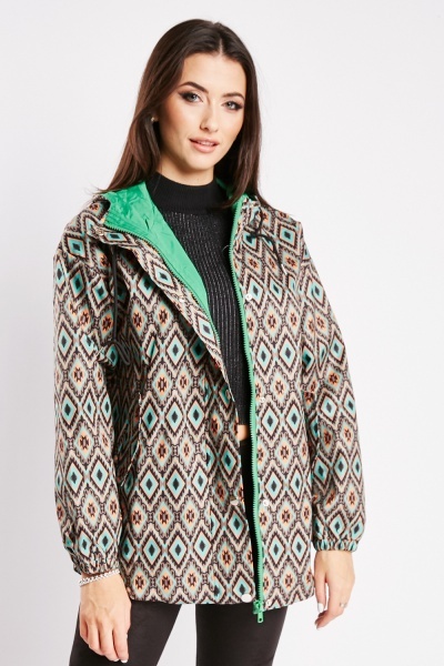 Aztec Print Hooded Jacket