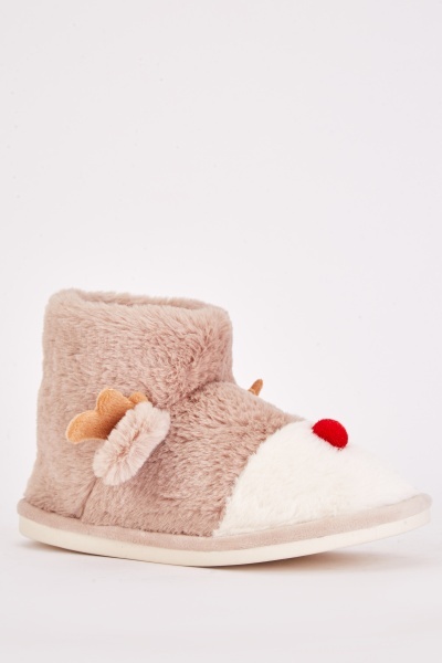 Image of Reindeer Fluffy Indoor Slippers