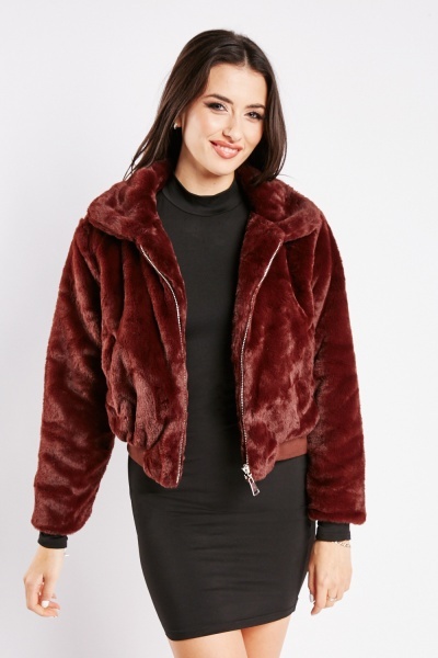 Image of Faux Fur Zipped Jacket