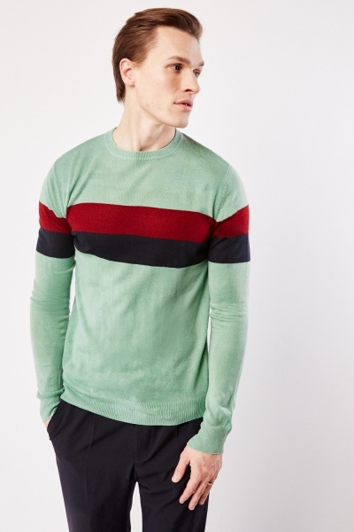 Image of Colour Block Panel Knit Sweater