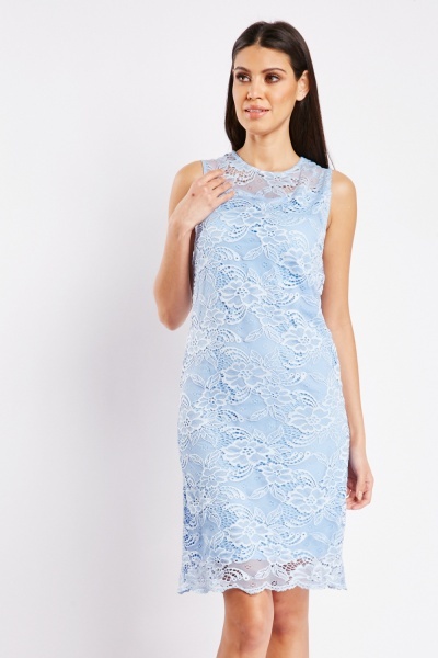 Sleeveless Lace Overlay Mini Dress