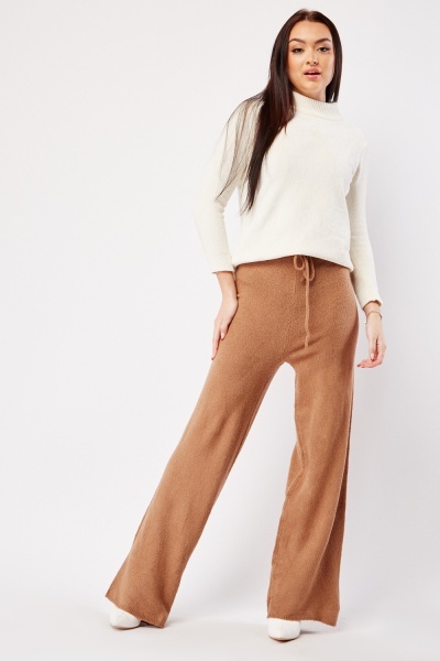 Image of Wide Leg Knit Trousers