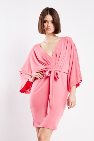 Kimono Sleeve Dress In Pink