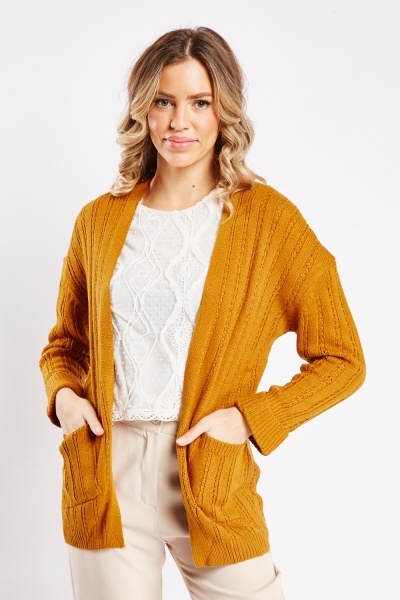 Image of Rolled Sleeve Knit Cardigan