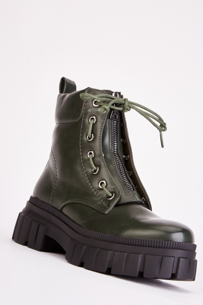 Image of Green Chunky Ankle Boots
