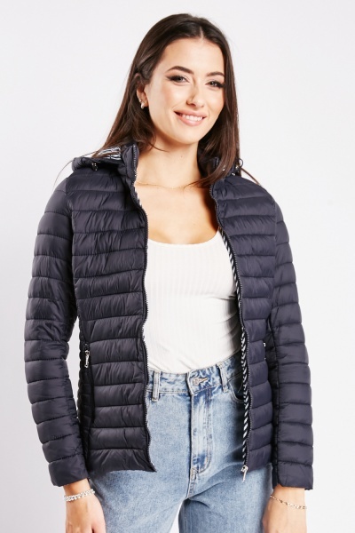 Image of Quilted Hooded Casual Jacket