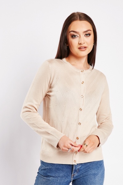 Image of Contrasted Knit Cardigan