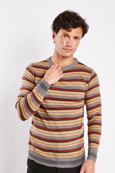 Horizontal Striped Mens Pullover