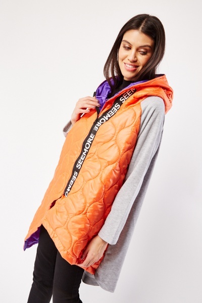 Colour Block Quilted Hooded Jacket