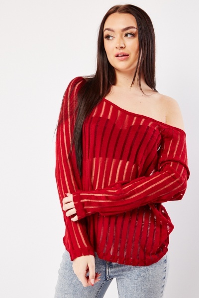 Image of Ladder Sheer Jersey Knit Top