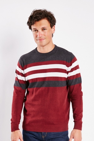 Image of Striped Panel Mens Pullover