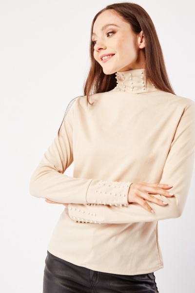 Faux Pearl Textured Top