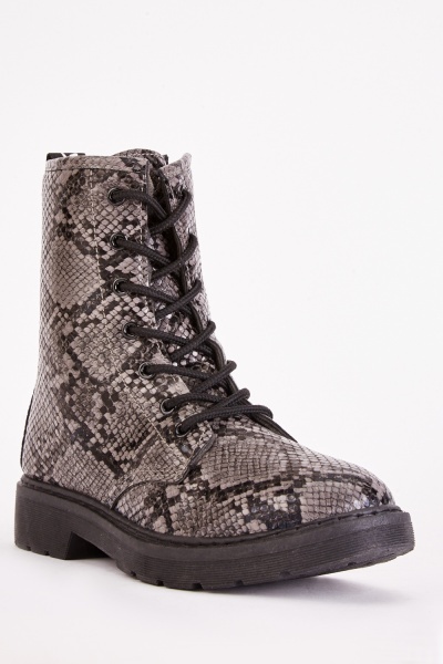 Image of Lace Up Python Skin Boots