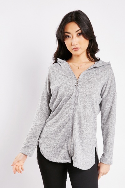 Image of Hooded Jersey Knit Cardigan