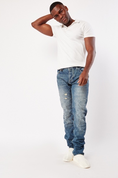 Image of Rolled Hem Crinkle Jeans