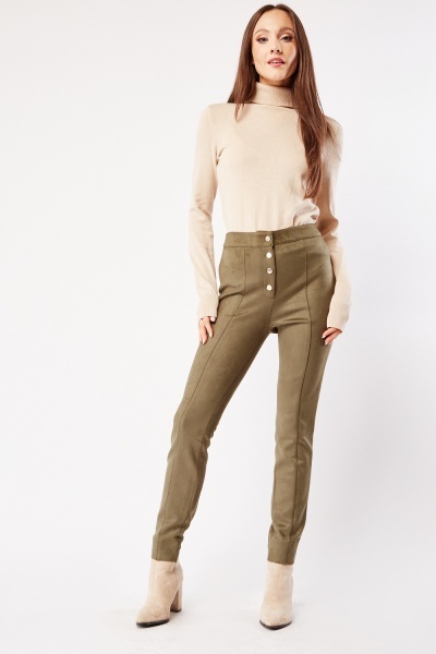 Suedette Olive Trousers