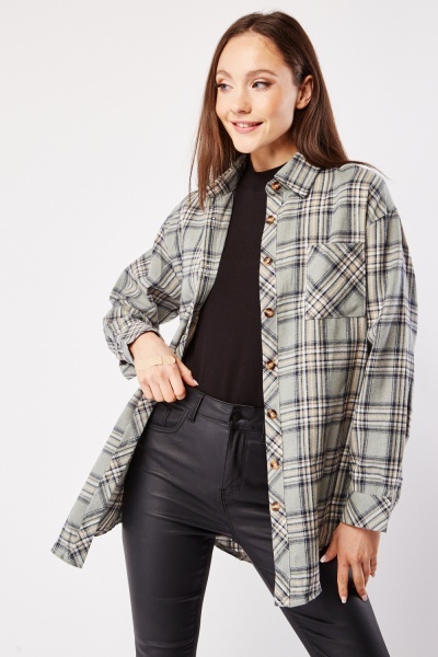 Textured Front Pocket Checked Shirt