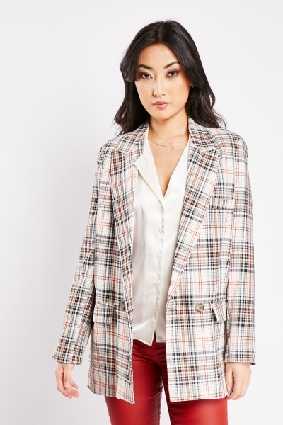 Image of Checkered Double Breasted Blazer