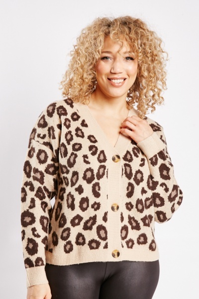 Image of Leopard Pattern Loose Fit Cardigan