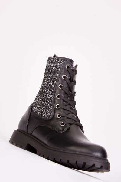 Image of Knitted Panel Ankle Boots